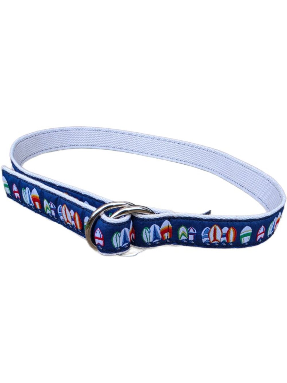 Leather Man Ltd Essex CT Embroidered Surfboard Belt L 43 White Stainless Steel